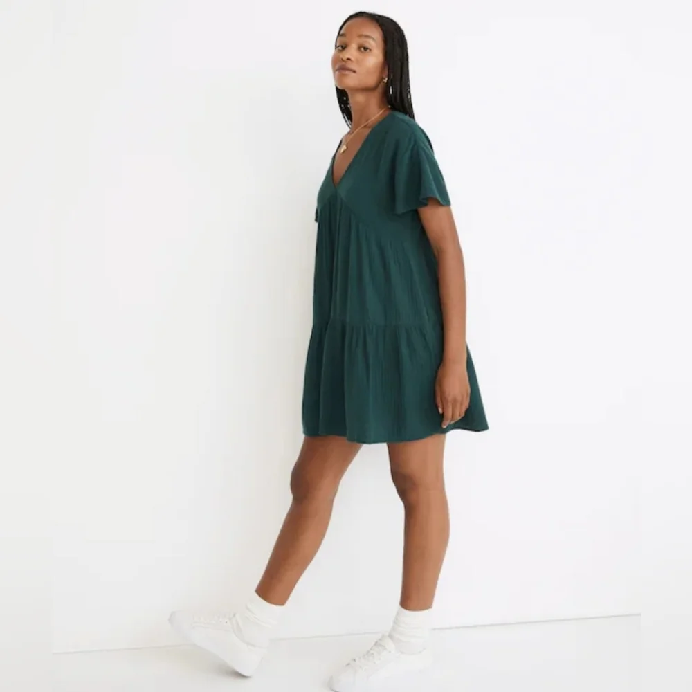 Madewell Lightspun Popover Tiered Mini Dress Size M - Picture 3 of 14
